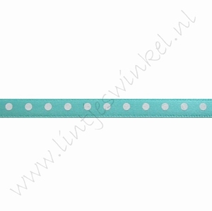 Satinband Punkte 6mm (Rolle 22 Meter) - Tiffany Weiß