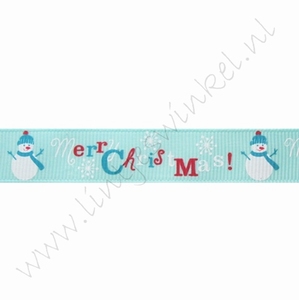 Kerstlint 16mm (rol 22 meter) - Sneeuwpop Merry Christmas Licht Tiffany