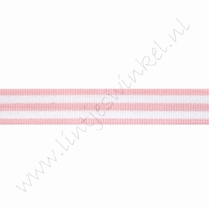 Strepenlint 16mm (rol 18 meter) - Licht Roze Wit