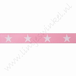 Lint sterren 10mm (rol 22 meter) - Roze Wit