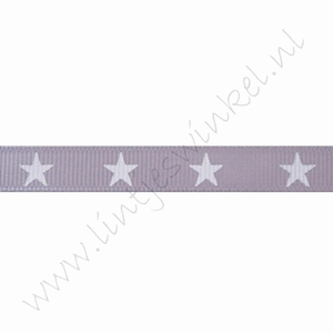 Ripsband Sterne 10mm (Rolle 22 Meter) - Silber Grau Weiß
