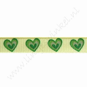 Ripsband Herzen 10mm (Rolle 22 Meter) - Offen Lime Grün