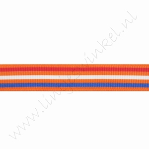 Lint Hollandia 16mm (rol 22 meter) - Oranje Streep Rood Wit Blauw