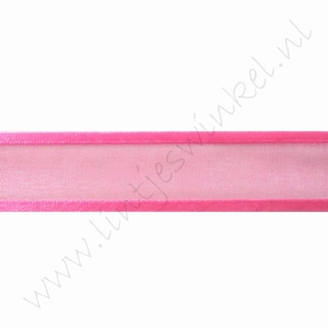 Organza Satijnrand 22mm (rol 22 meter) - Shocking Pink