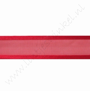 Organza Satijnrand 22mm (rol 22 meter) - Rood