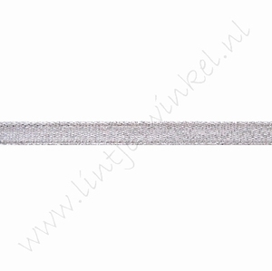 Glitter organza lint 6mm (rol 22 meter) - Zilver