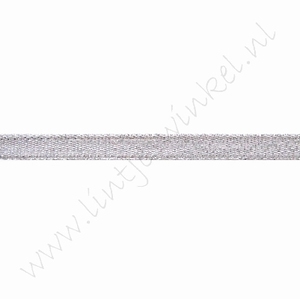 Glitter organza lint 10mm (rol 22 meter) - Zilver