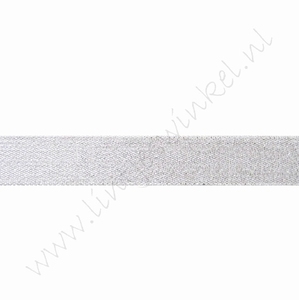 Glitter organza lint 16mm (rol 22 meter) - Zilver