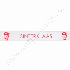 Satijnlint Sinterklaas 12mm (rol 22 meter) - Wit Rood