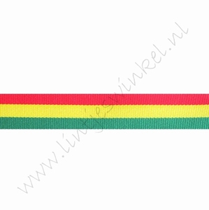 Webband Flagge 16mm (Rolle 22 Meter) - Rot Gelb Grün Karneval (doppelseitig)