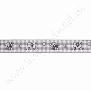 Baby Band 12mm (Rolle 22 Meter) - Wusel & Pip Karo Grau