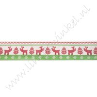 Katoenlint 22mm - Herten Rood Groen