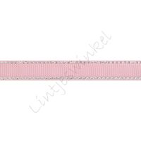 Band Glanzrand 10mm - Ripsband Hell Rosa Silber