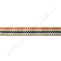 Strepenlint 10mm - Beige Zwart Wit Rood