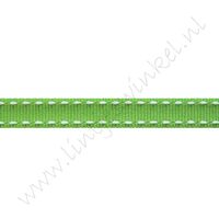 Ripsband Sattelstich 10mm - Apfel Grün Weiß