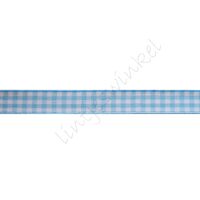 Geruit lint 10mm - Licht Blauw