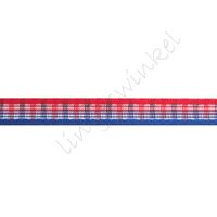 Geruit lint 10mm - Rood Wit Blauw