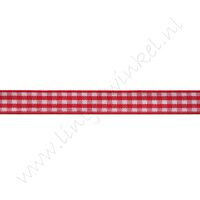 Geruit lint 10mm - Rood