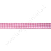 Geruit lint 10mm - Pink