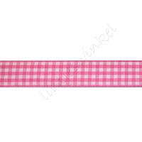 Geruit lint 16mm - Pink