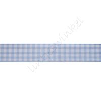 Geruit lint 16mm - Licht Blauw