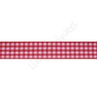 Geruit lint 16mm - Rood