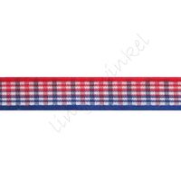 Geruit lint 16mm - Rood Wit Blauw