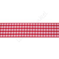 Geruit lint 22mm - Rood