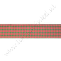 Geruit lint 22mm - Rood Groen