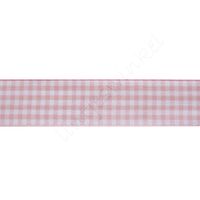 Geruit lint 22mm - Roze