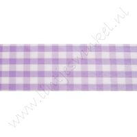 Geruit lint 38mm - Satijn Lavendel