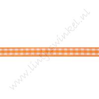 Geruit lint 6mm - Oranje