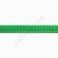Ripsband Sattelstich 10mm - Emerald Grün Weiß