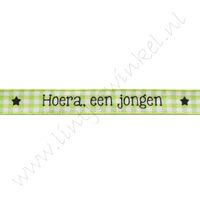 Baby Band 10mm - Hoera, een Jongen Karo Lime