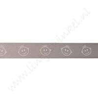 Baby satijnlint 16mm - Jongen Grijs