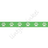 Glow in the dark lint 10mm - Grosgrain Pootafdruk Lime Groen