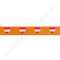 Satijnlint Hollandia 10mm - Hart Vlag Holland Oranje