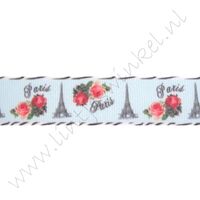 Ripsband Aufdruck 22mm - Paris Rosen