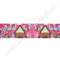 Lint met print 25mm - Lovely Pink House