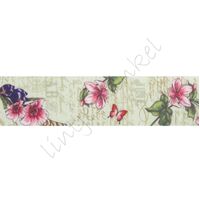 Satijnlint bloemen 25mm - Creme Groen Vintage Mat