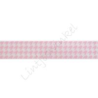 Lint met print 16mm - Pied de Coq Roze