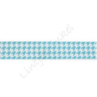 Lint met print 16mm - Pied de Coq Aqua