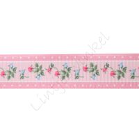 Lint bloemen 25mm - Rozen Roze Stip