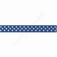 Ripsband Punkte 10mm - Dunkel Blau Silber