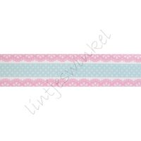 Lint met print 22mm - Kant Roze Tiffany