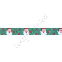 Ripsband Weihnachten 10mm - Weihnachtsmann HoHoHo Grün