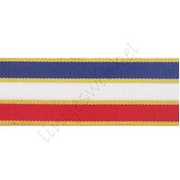 Lint vlag 38mm - Rood Wit Blauw Goud (dubbelzijdig)