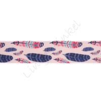 Ripsband Aufdruck 22mm - Federn Rosa