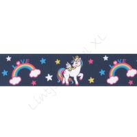 Ripsband Cartoon 25mm - Einhorn Marine Regenbogen