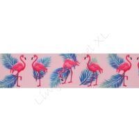 Lint met print 25mm - Flamingo Roze